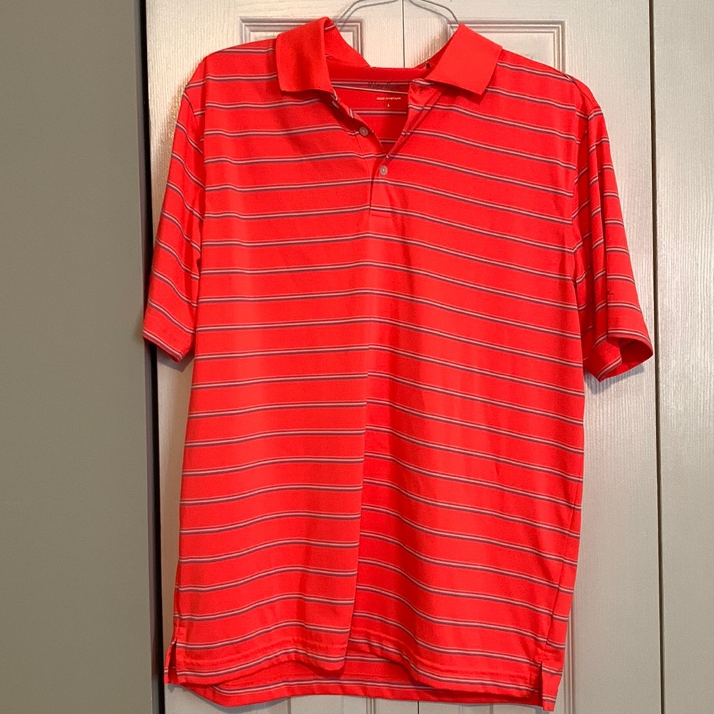 Neon Salmon with Stripes Polo